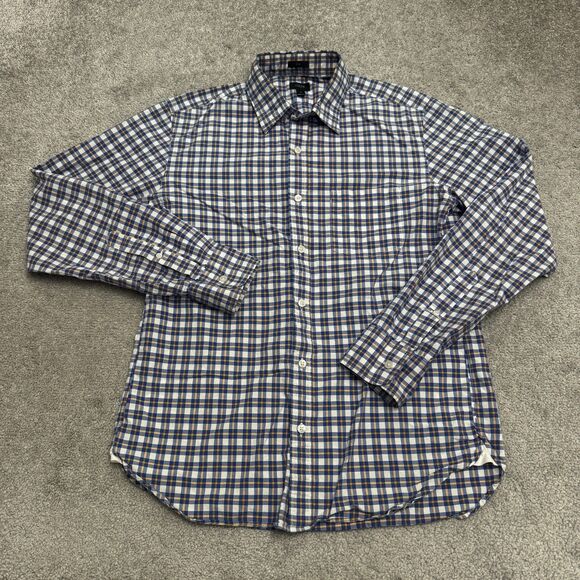 J.Crew Slim Fit Button Down Shirt Mens Medium Blue Orange Plaid Cotton Casual - Picture 1 of 13